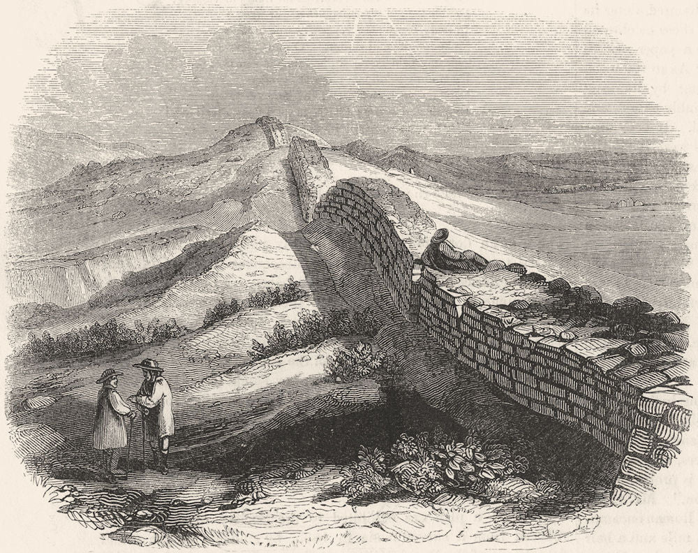 NORTHUMBERLAND. Wall of severus, Housestead 1845 old antique print picture